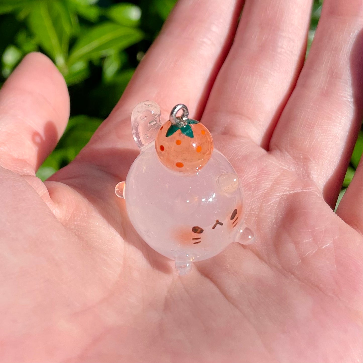 Clear Orange Cat Charm