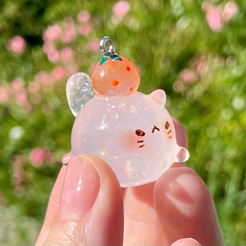 Clear Orange Cat Charm