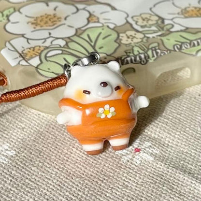 Chubby Ice Bear Orange Overall Charm