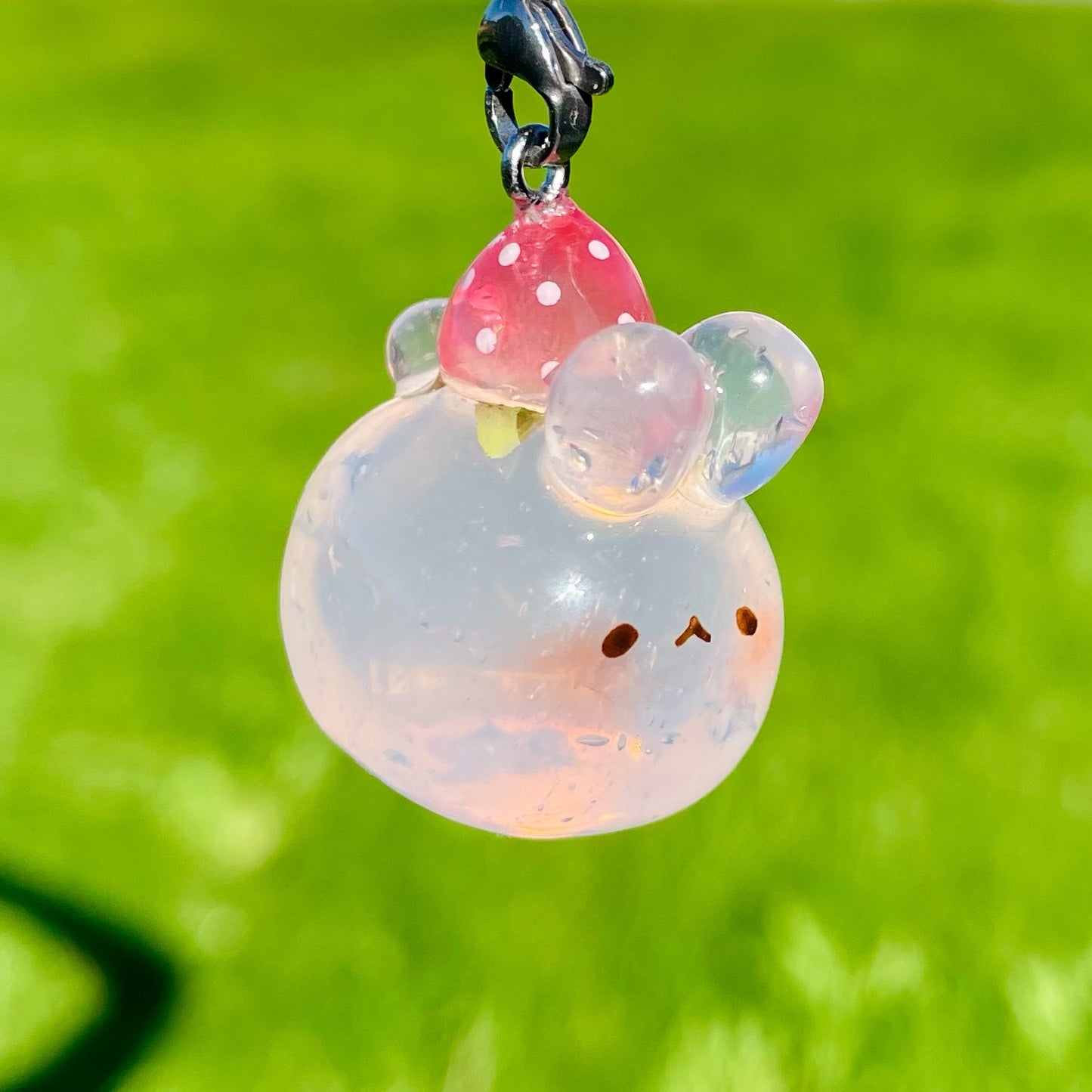 Clear Strawberry Bunny Charm