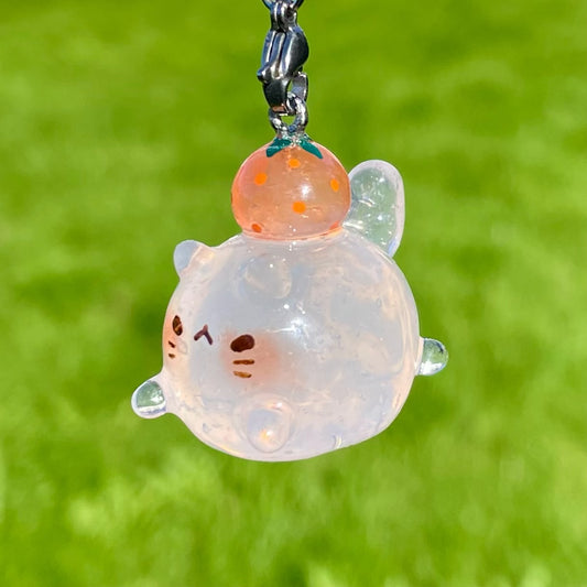 Clear Orange Cat Charm