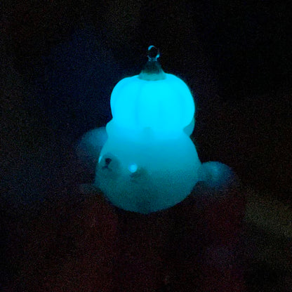 Blue Pumpkin Ghost Cat Charm