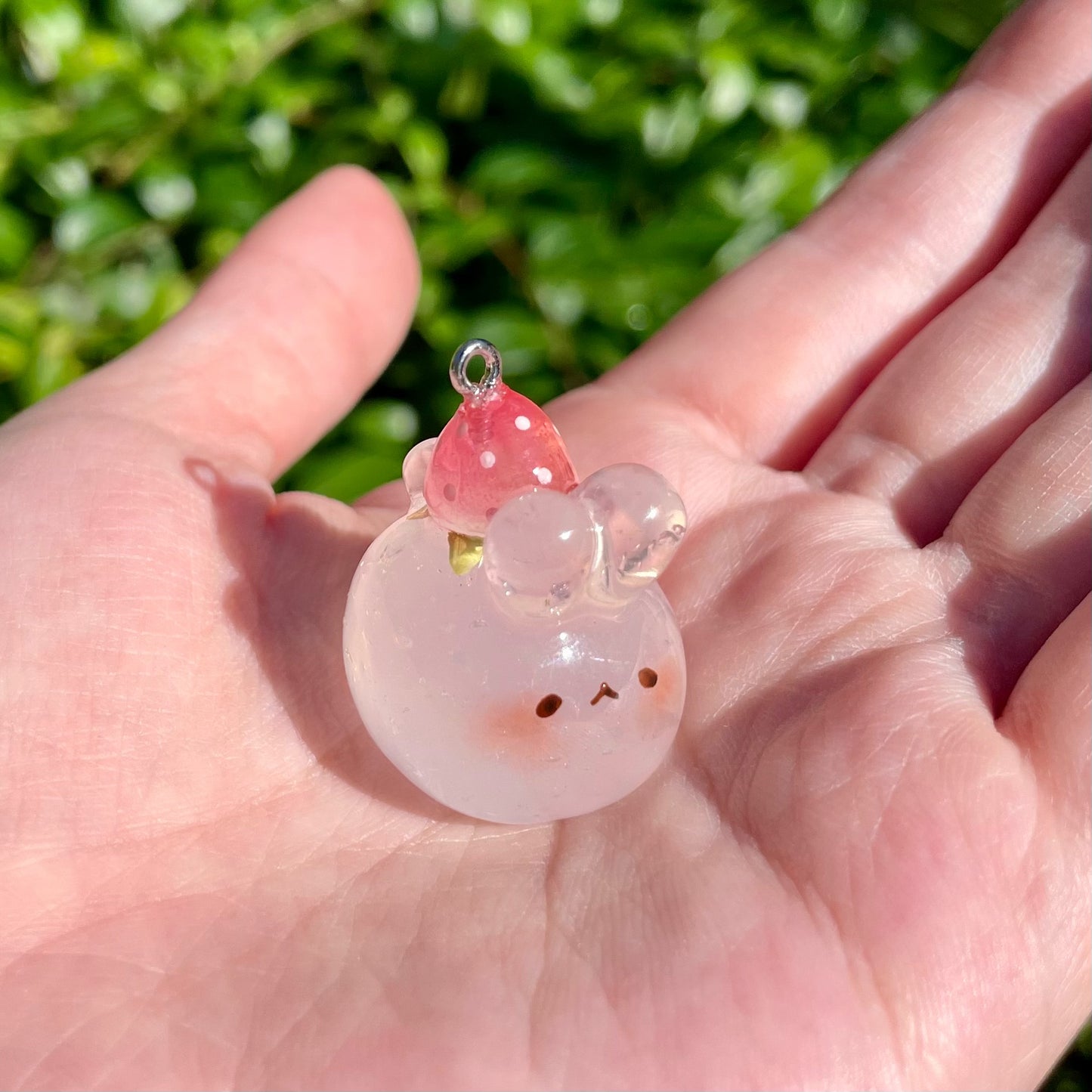 Clear Strawberry Bunny Charm