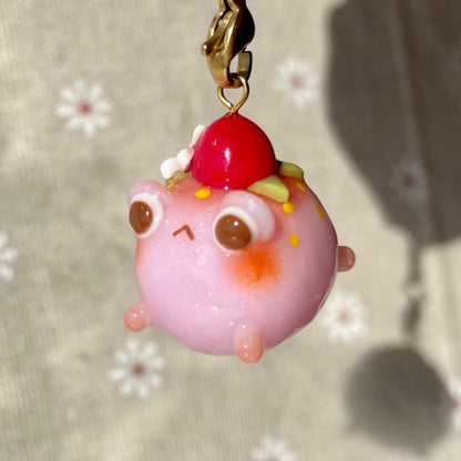 Chubby Pink Strawberry Frog Charm