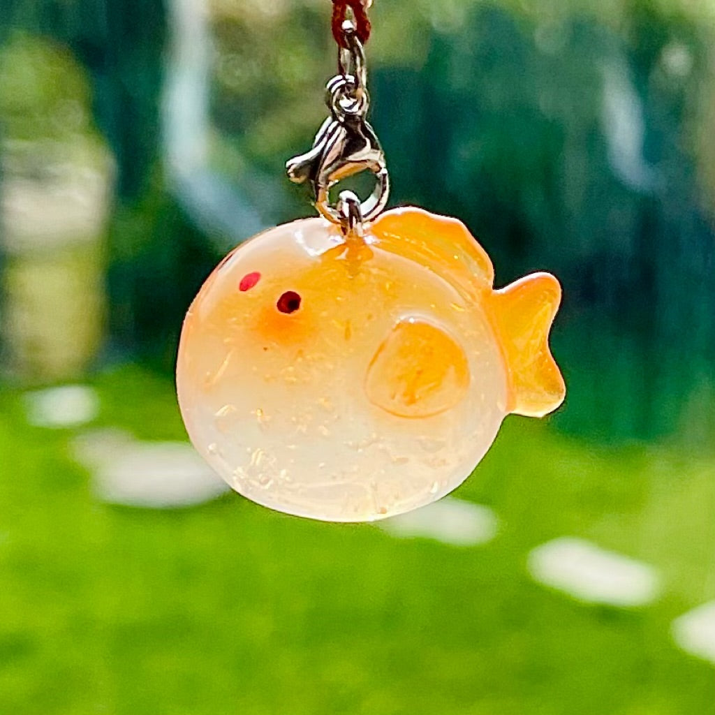 Clear Orange Goldfish Charm