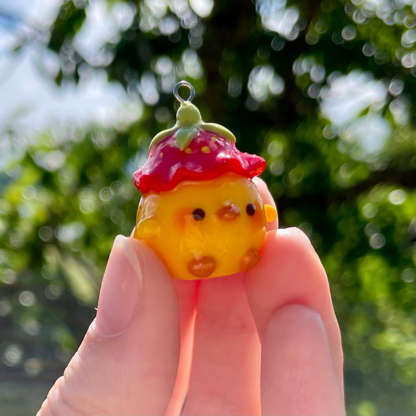 Strawberry Hat Duck Charm