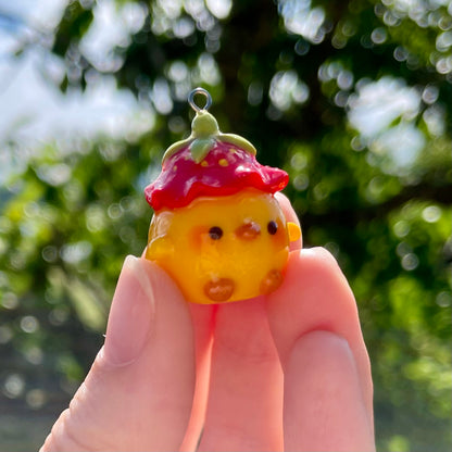 Strawberry Hat Duck Charm