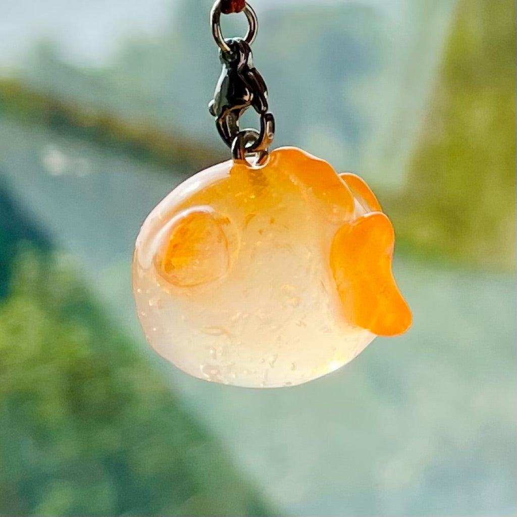 Clear Orange Goldfish Charm