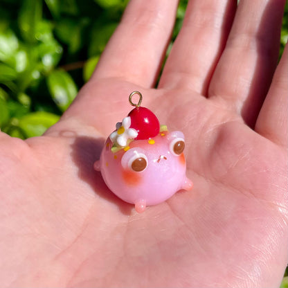 Chubby Pink Strawberry Frog Charm