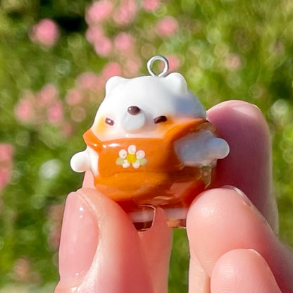 Chubby Ice Bear Orange Overall Charm