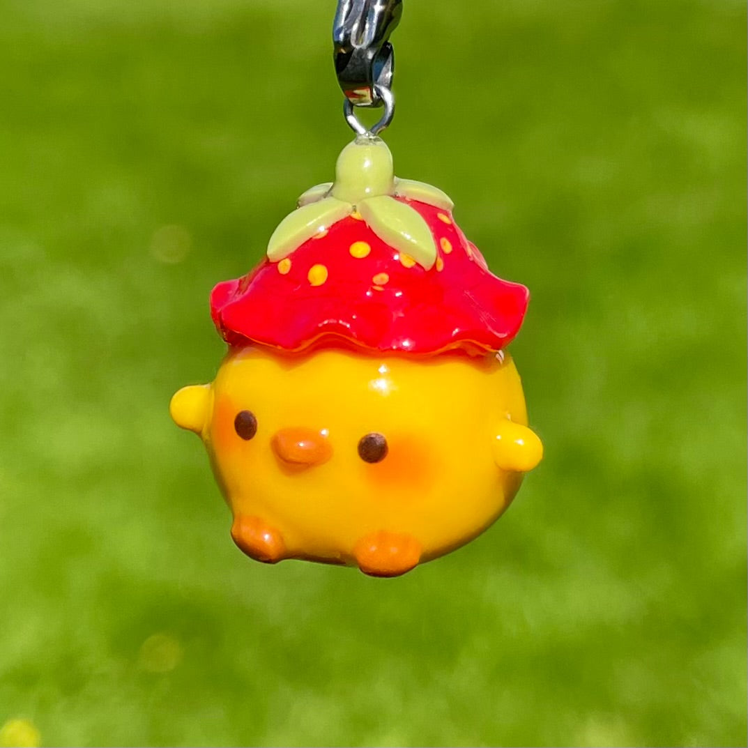 Strawberry Hat Duck Charm