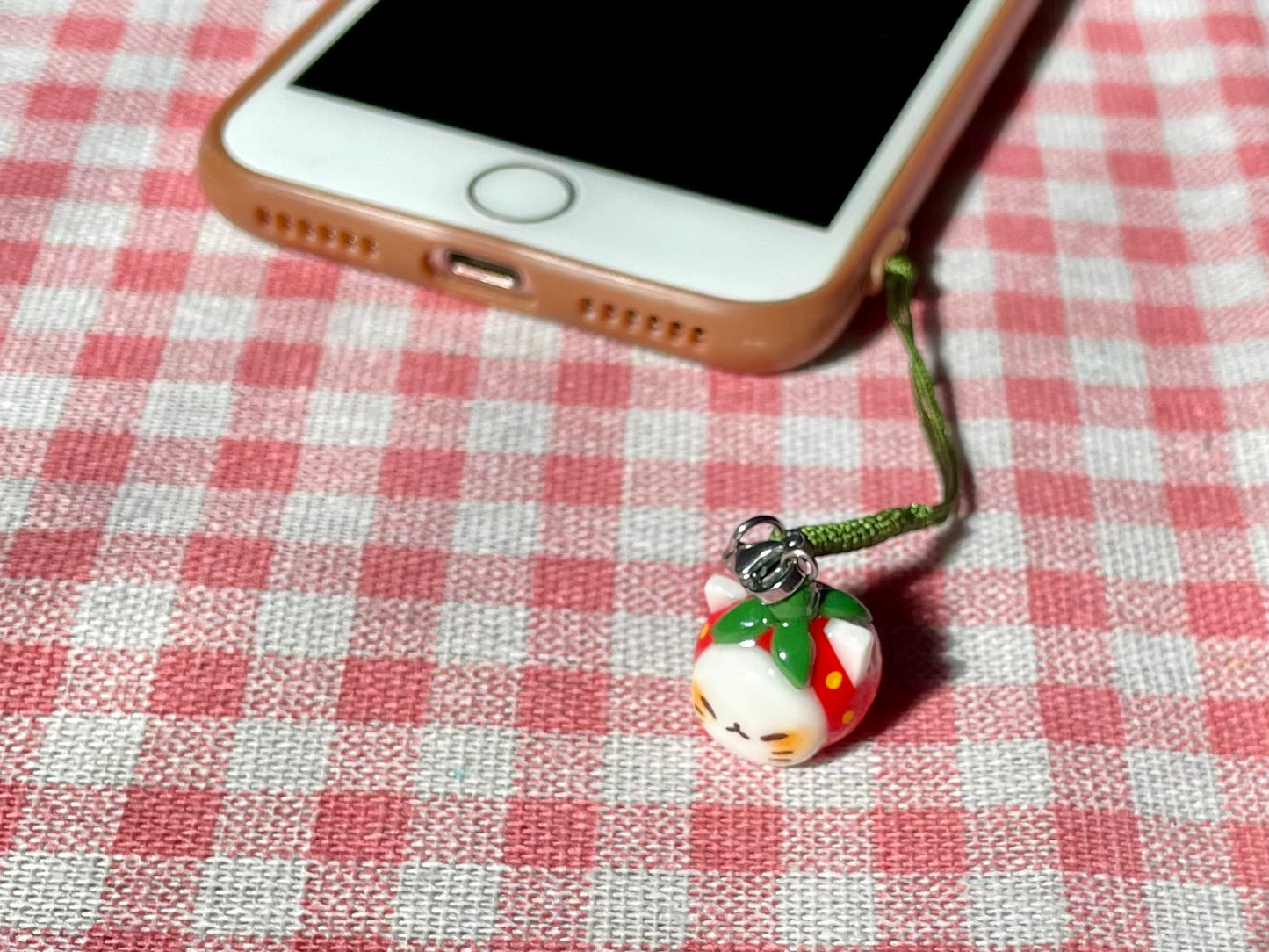 Strawberry Cat Head Charm