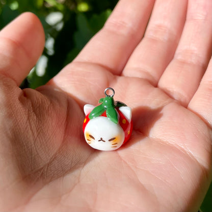 Strawberry Cat Head Charm