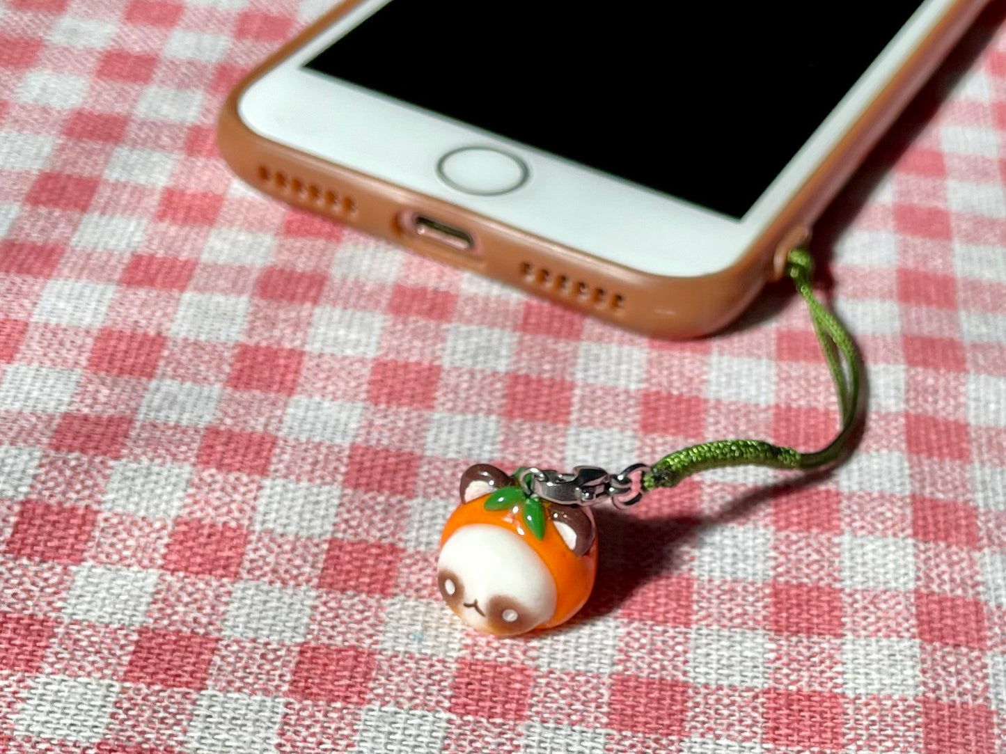 Orange Panda Head Charm