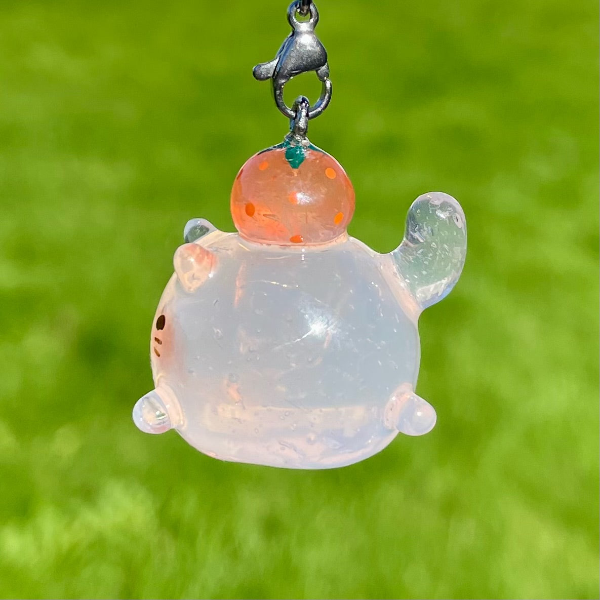 Clear Orange Cat Charm