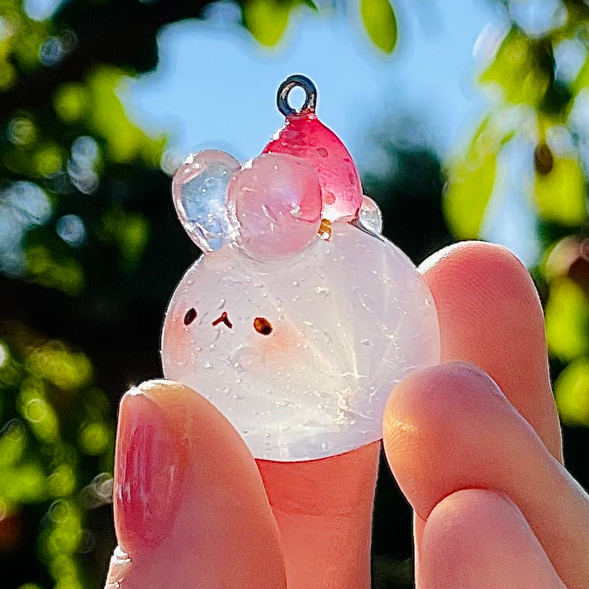 Clear Strawberry Bunny Charm