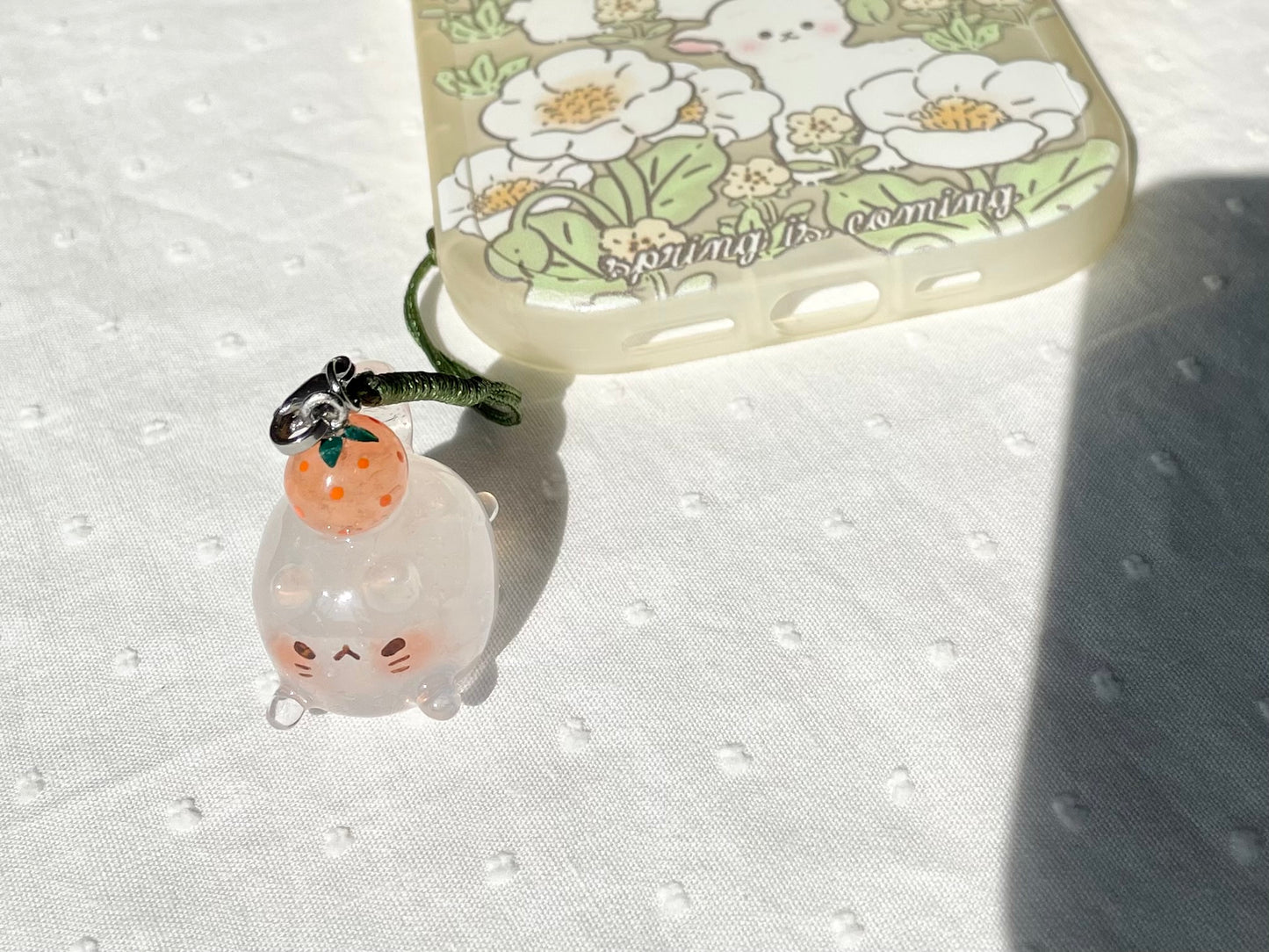 Clear Orange Cat Charm