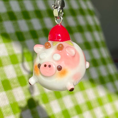 Pink Strawberry Cow Charm