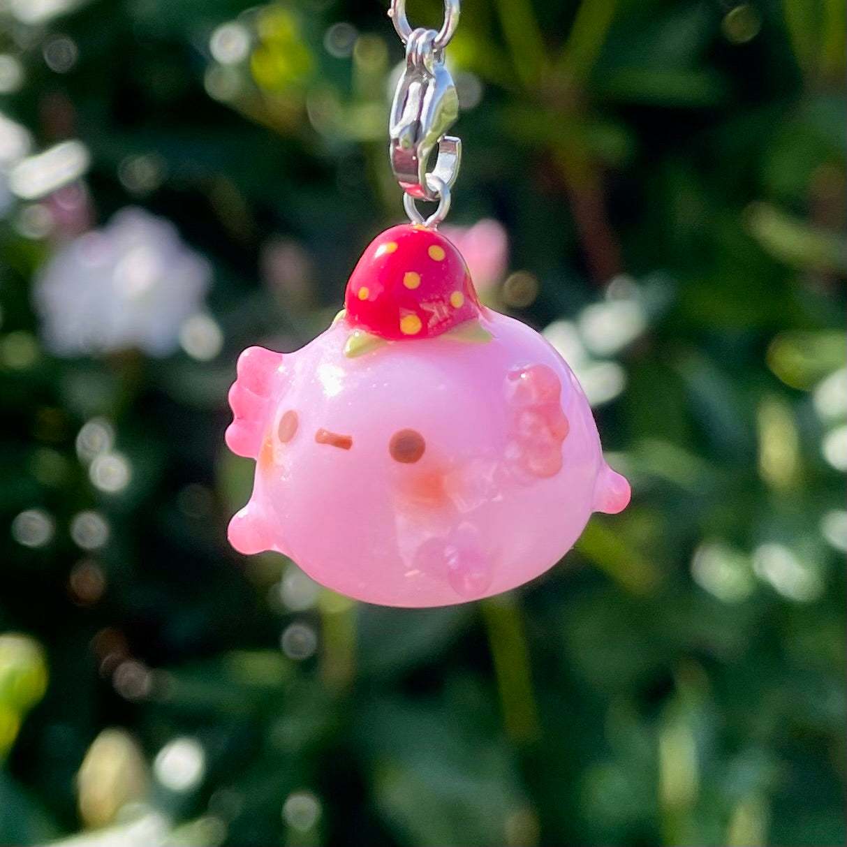 Chunky Strawberry Axolotl Charm