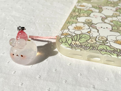 Clear Strawberry Bunny Charm