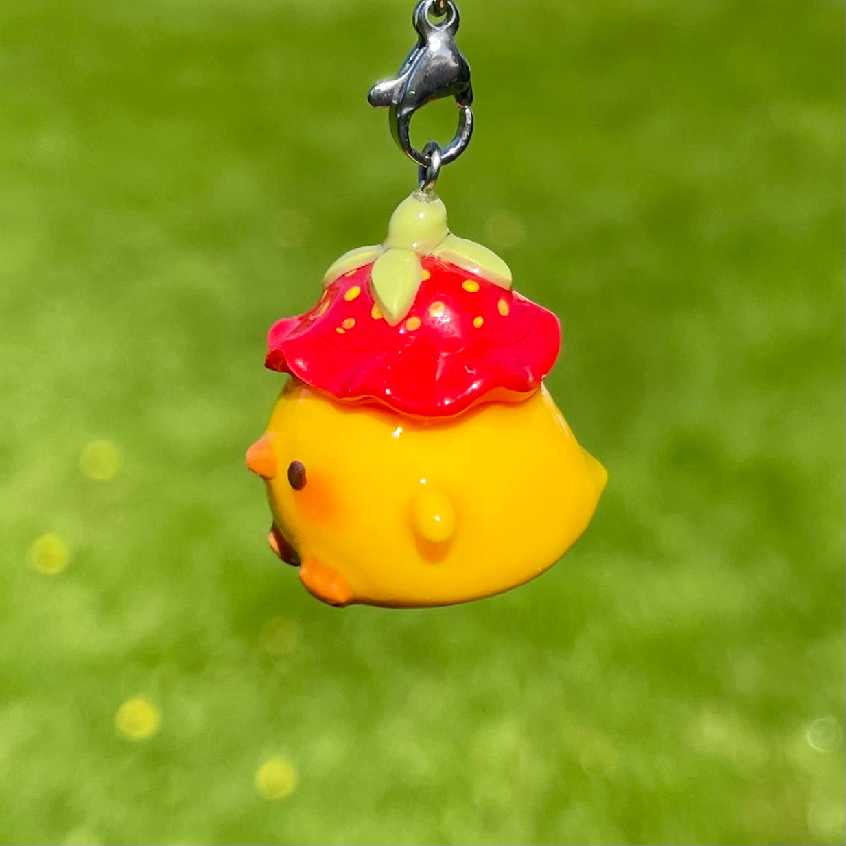 Strawberry Hat Duck Charm