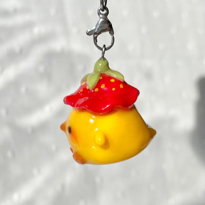 Strawberry Hat Duck Charm