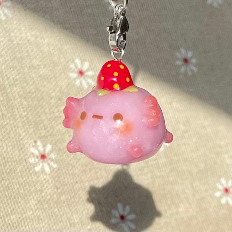 Chunky Strawberry Axolotl Charm