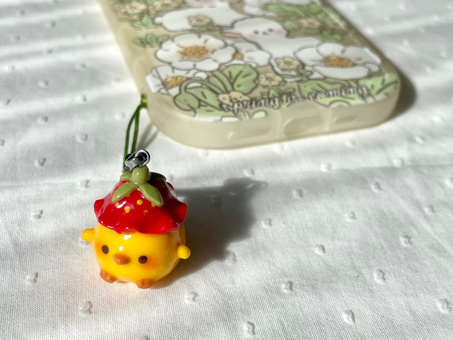 Strawberry Hat Duck Charm