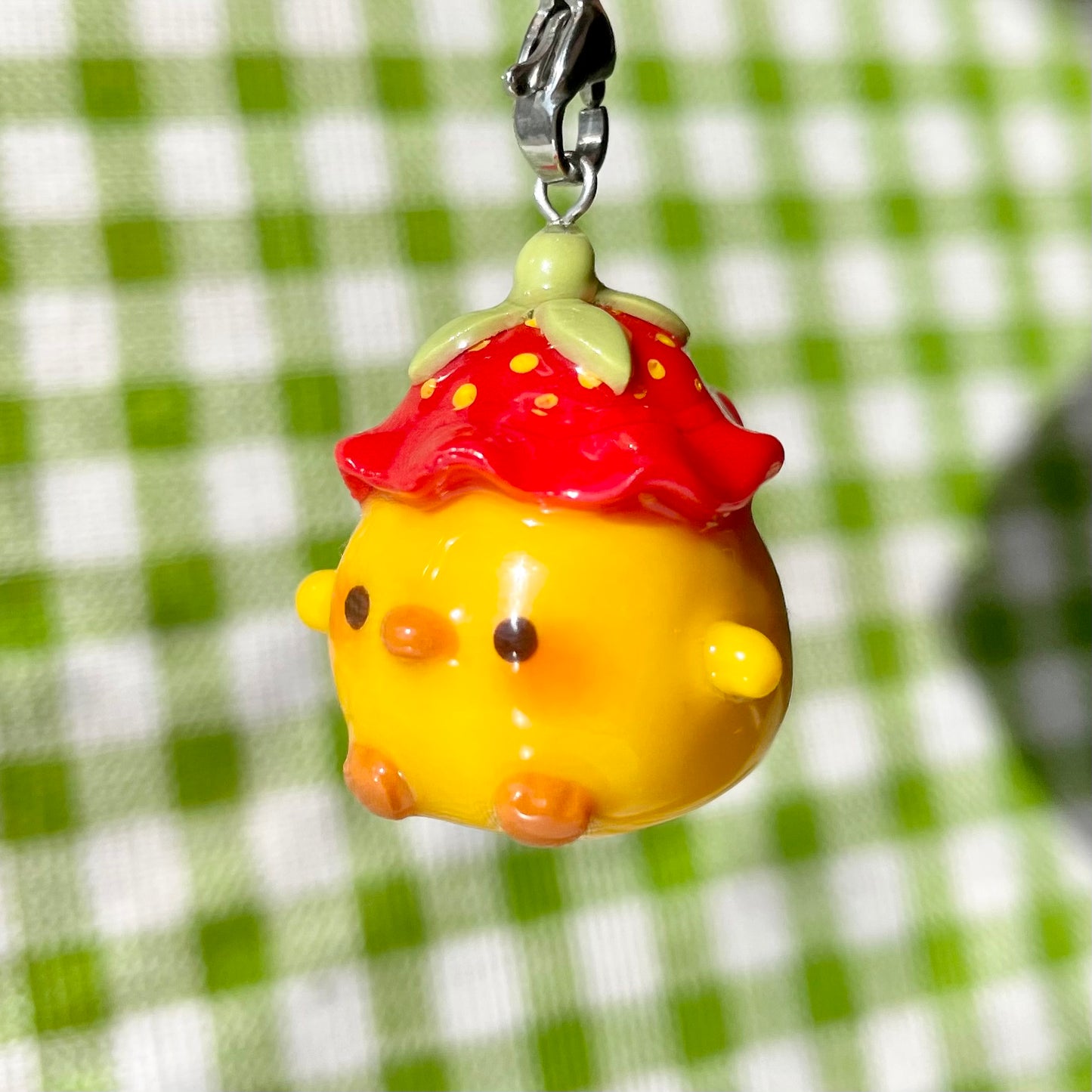 Strawberry Hat Duck Charm