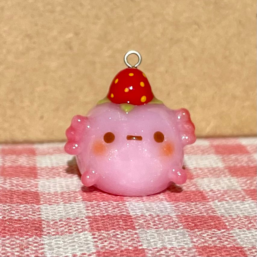 Chunky Strawberry Axolotl Charm