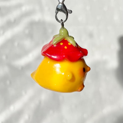 Strawberry Hat Duck Charm