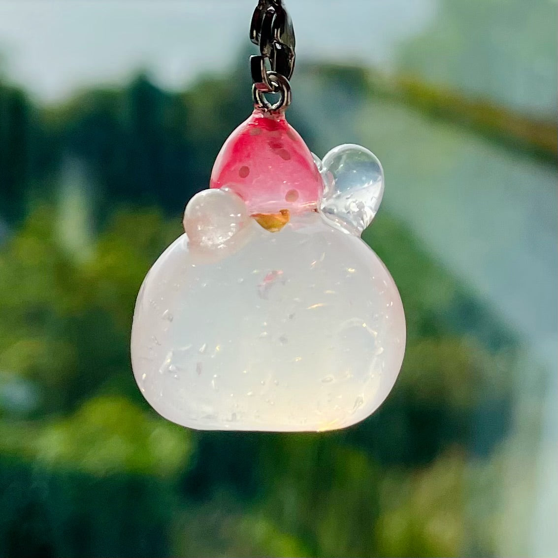 Clear Strawberry Bunny Charm