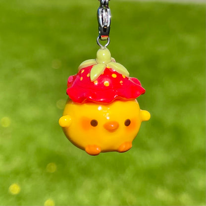 Strawberry Hat Duck Charm