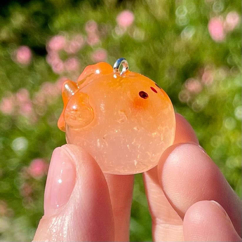 Clear Orange Goldfish Charm