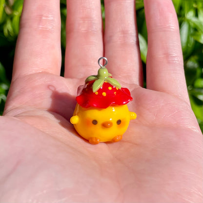 Strawberry Hat Duck Charm