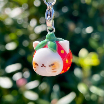 Strawberry Cat Head Charm