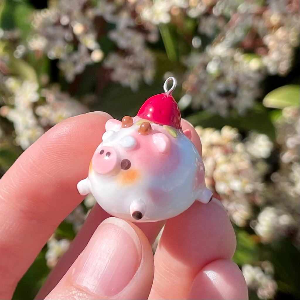 Pink Strawberry Cow Charm