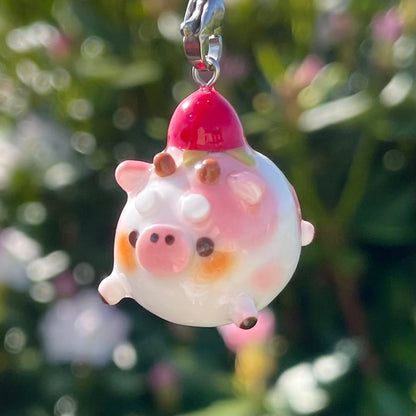 Pink Strawberry Cow Charm