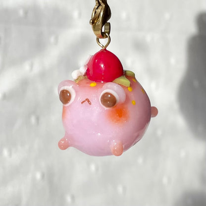 Chubby Pink Strawberry Frog Charm