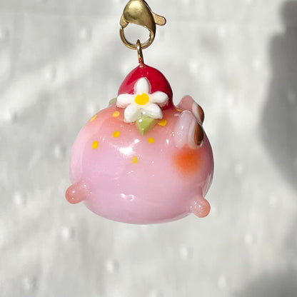 Chubby Pink Strawberry Frog Charm