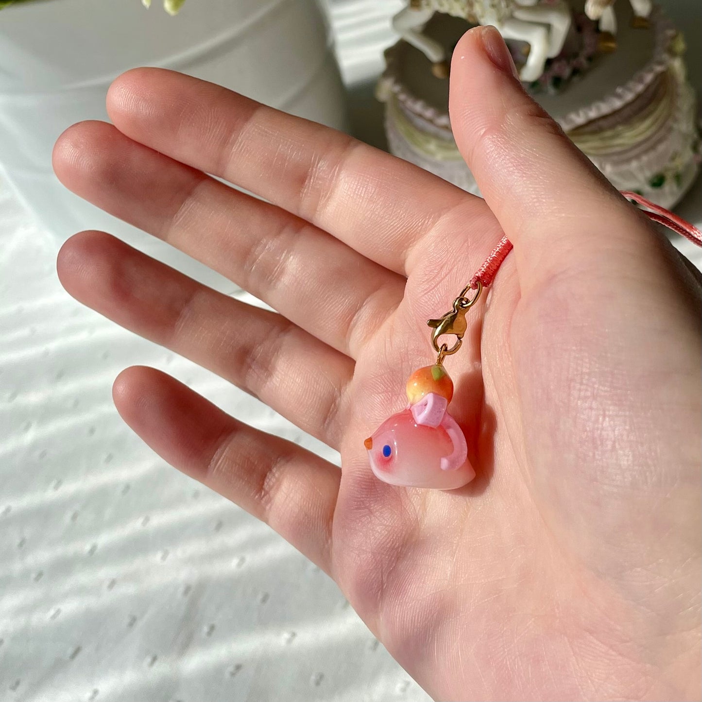 Coquette Peach Bird Charm