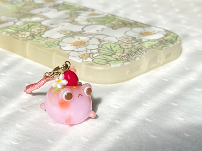 Chubby Pink Strawberry Frog Charm