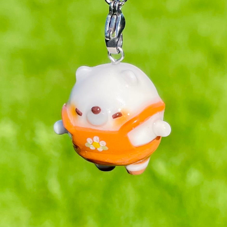 Chubby Ice Bear Orange Overall Charm