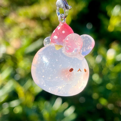 Clear Strawberry Bunny Charm