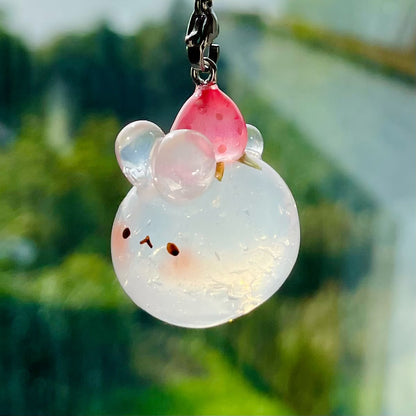 Clear Strawberry Bunny Charm