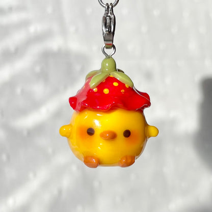 Strawberry Hat Duck Charm