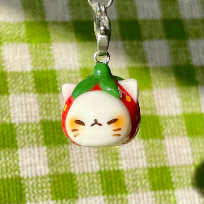 Strawberry Cat Head Charm