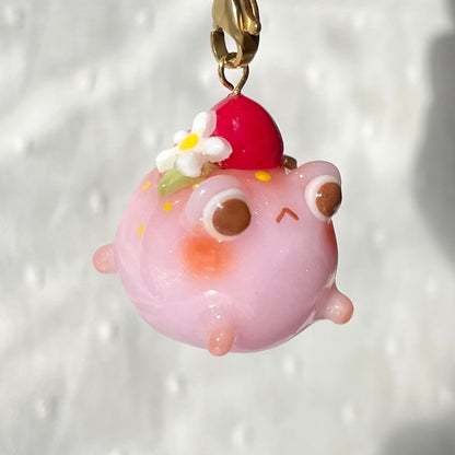 Chubby Pink Strawberry Frog Charm