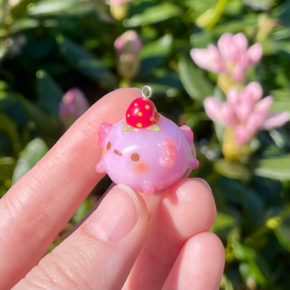 Chunky Strawberry Axolotl Charm