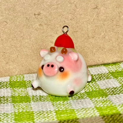 Pink Strawberry Cow Charm